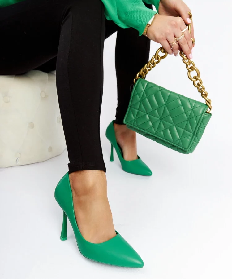 Zielone szpilki na obcasie Rodney