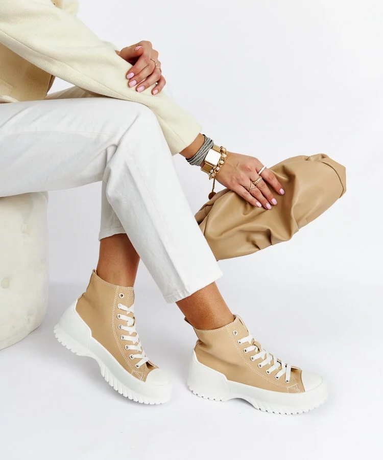 Beżowe trampki za kostkę Ronchis