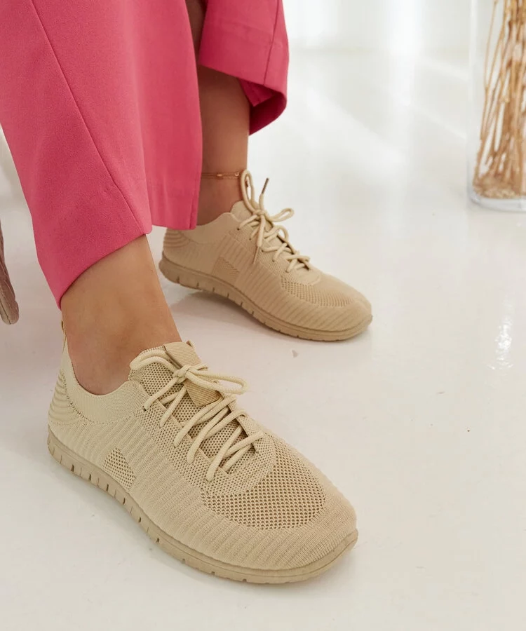 Beżowe materiałowe sneakersy Erminio