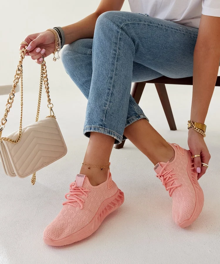 Różowe materiałowe sneakersy Mira