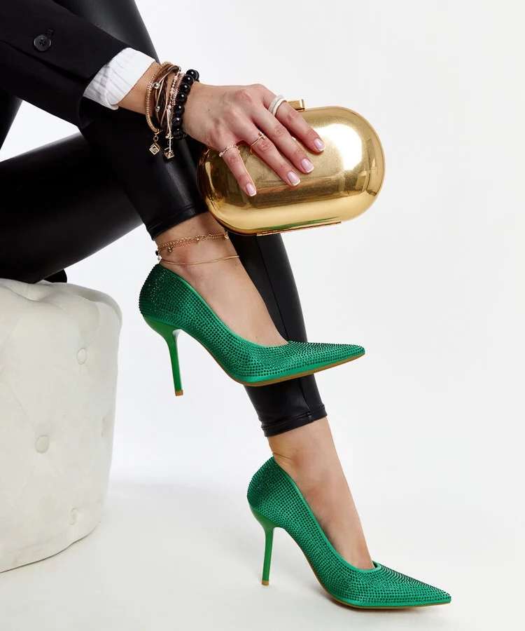 Zielone szpilki na obcasie Liena