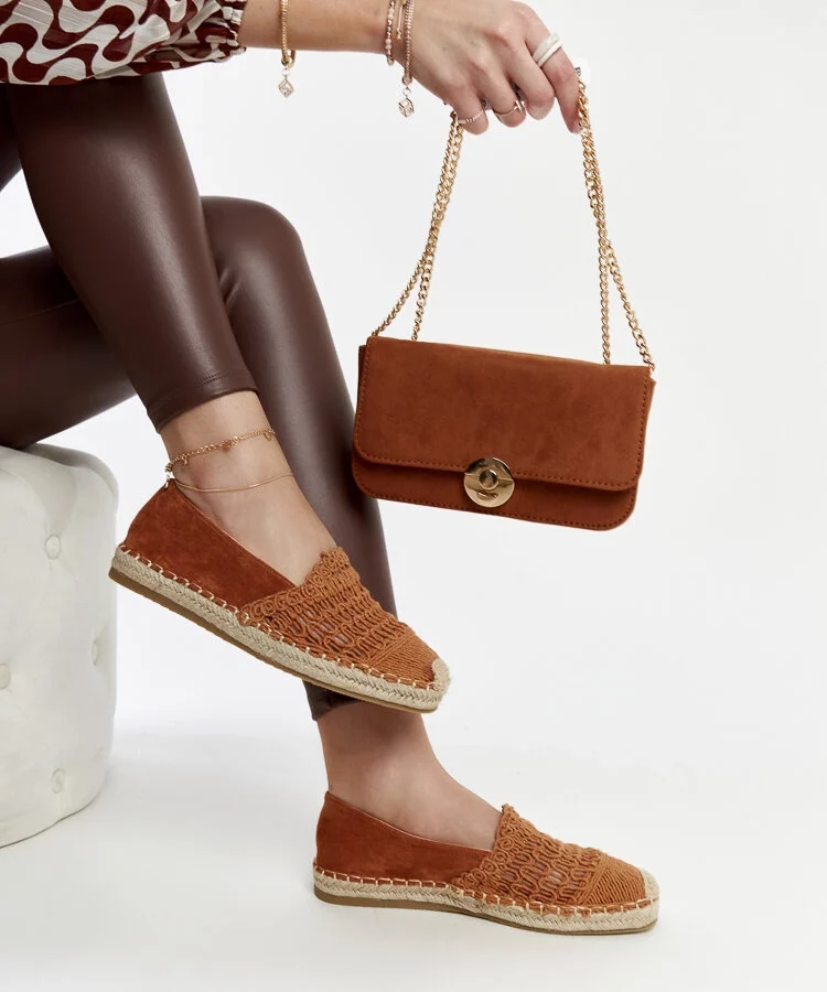 Brązowe ażurowe espadryle Gordana