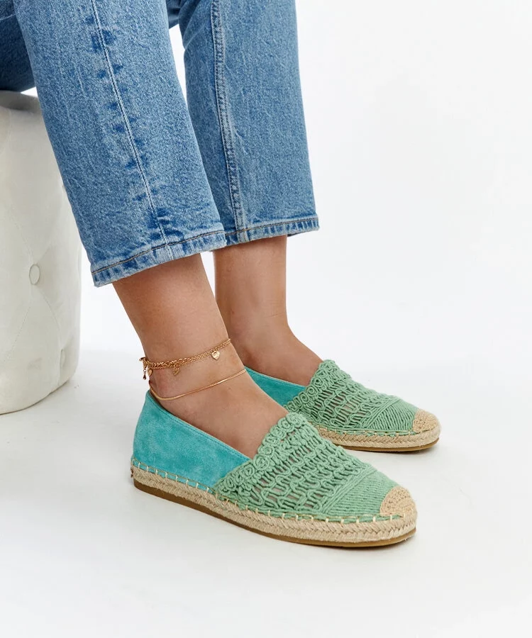 Miętowe ażurowe espadryle Gordana