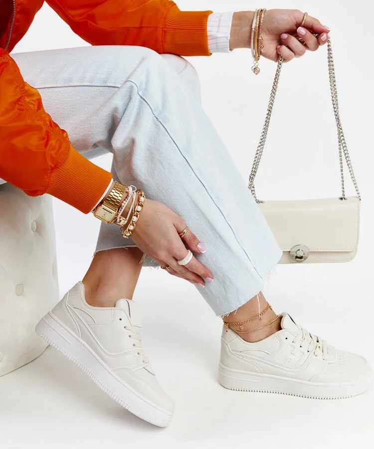 Beżowe sneakersy na platformie Mentha