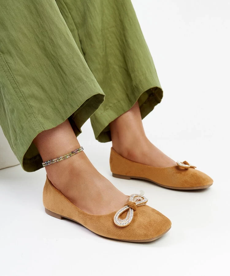 Brązowe balerinki z kokardką Gaillou