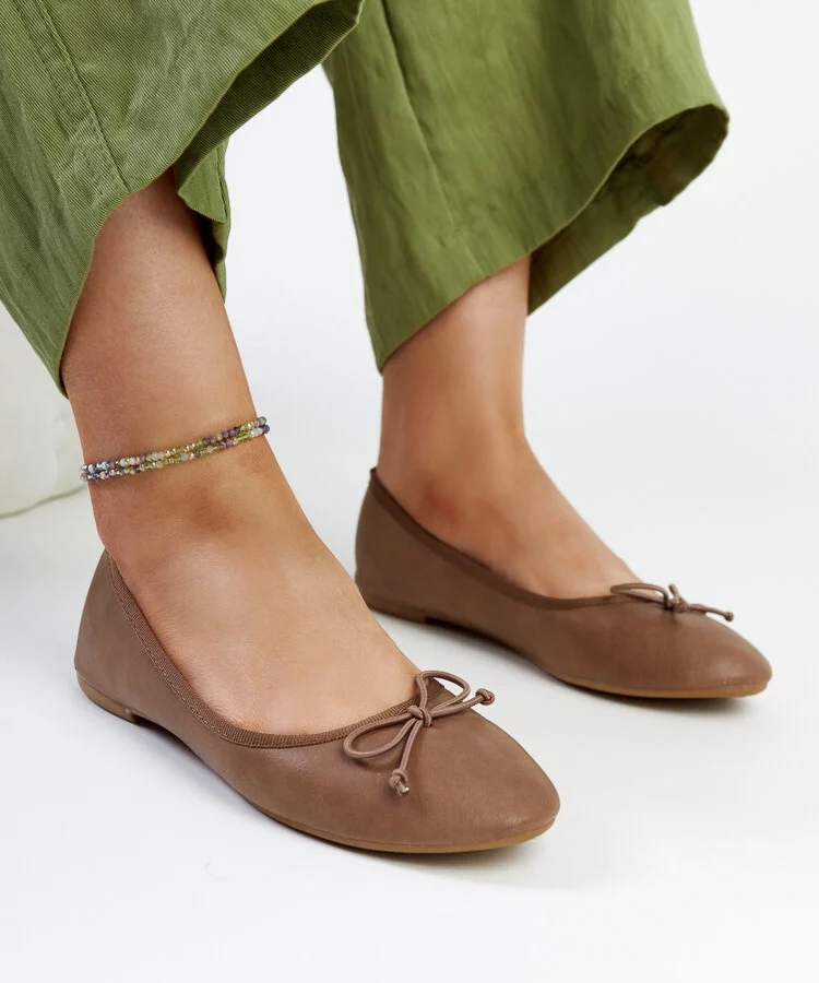 Brązowe balerinki z eko-skóry Pavla
