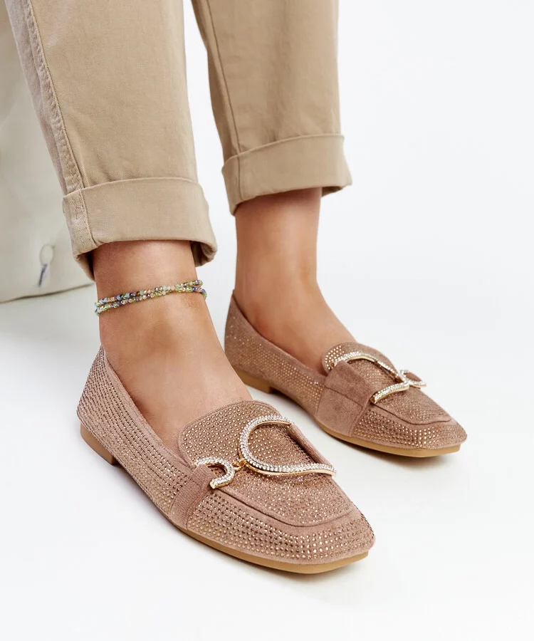 Brązowe błyszczące mokasyny Mebrat