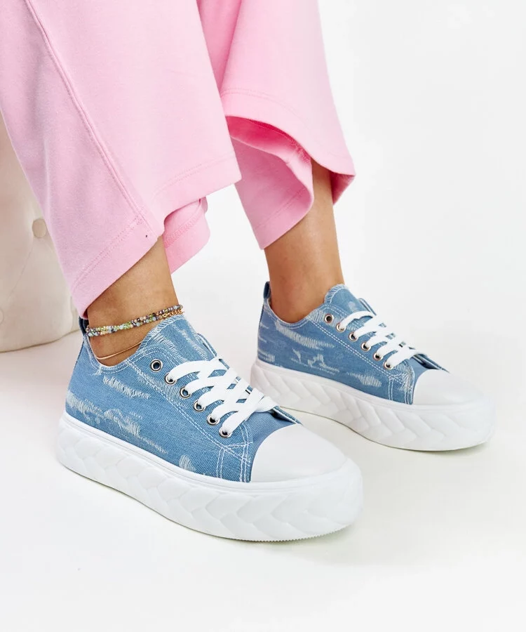 Niebieskie trampki na wysokiej platformie Almaz