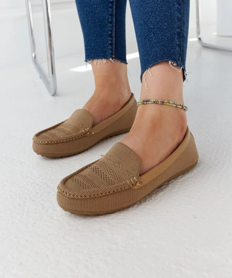 Beżowe materiałowe mokasyny Fiammetta