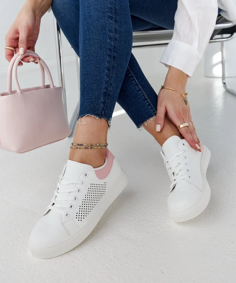 Białe trampki damskie ażurowe sneakersy Semhar
