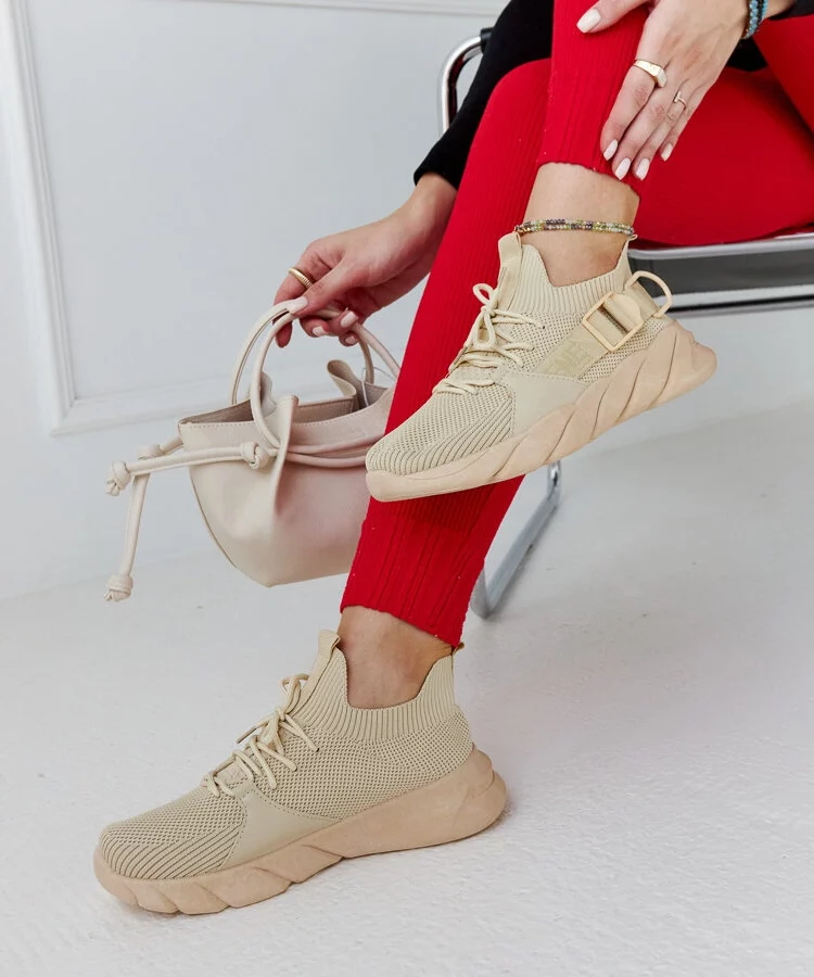 Beżowe lekkie sneakersy sportowe Faruz