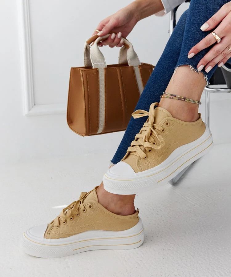 Beżowe trampki na platformie Fiori