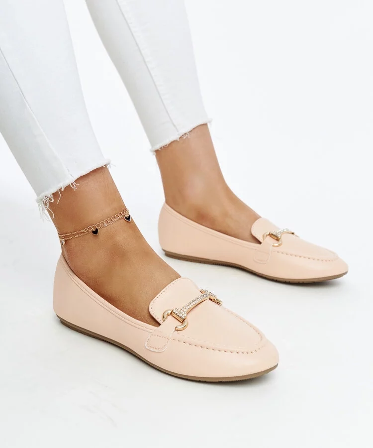 Beżowe mokasyny z ozdobną klamerką Paddy