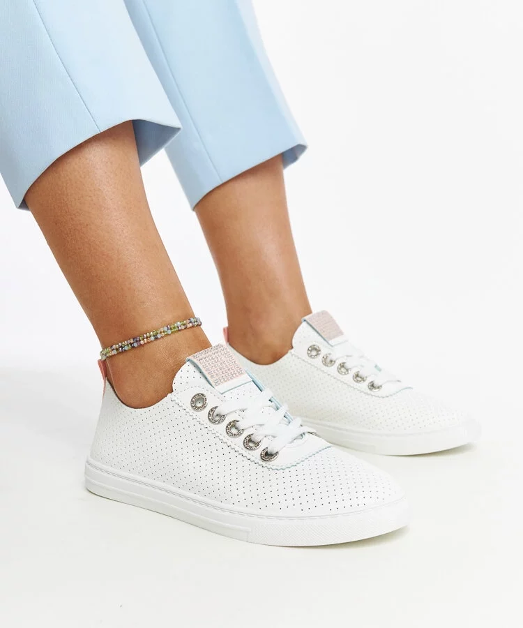 Białe trampki eko-skórzane Anbarin