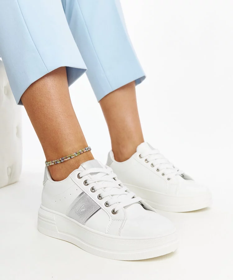Biało-srebrne sneakersy na grubszej podeszwie Finestra