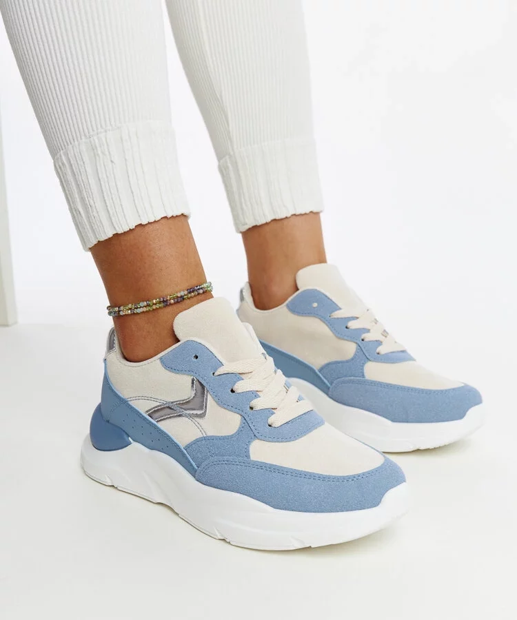 Beżowo-niebieskie sneakersy na platformie Nereida
