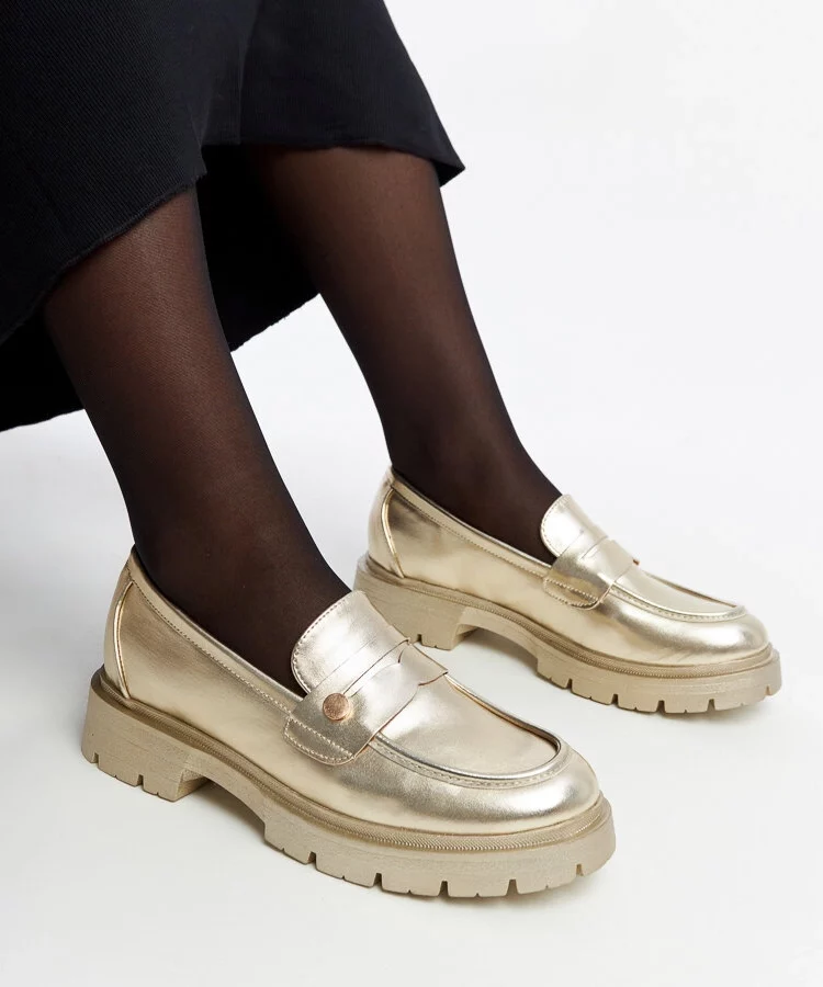 Złote mokasyny Eko skórzane Mladenka