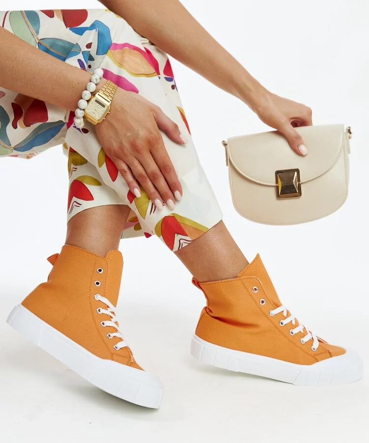 Pomarańczowe wysokie trampki Vinka