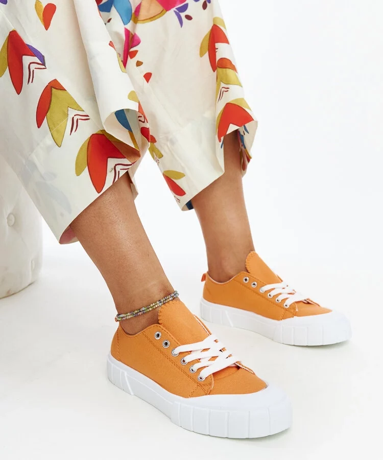 Pomarańczowe materiałowe trampki Eduarda