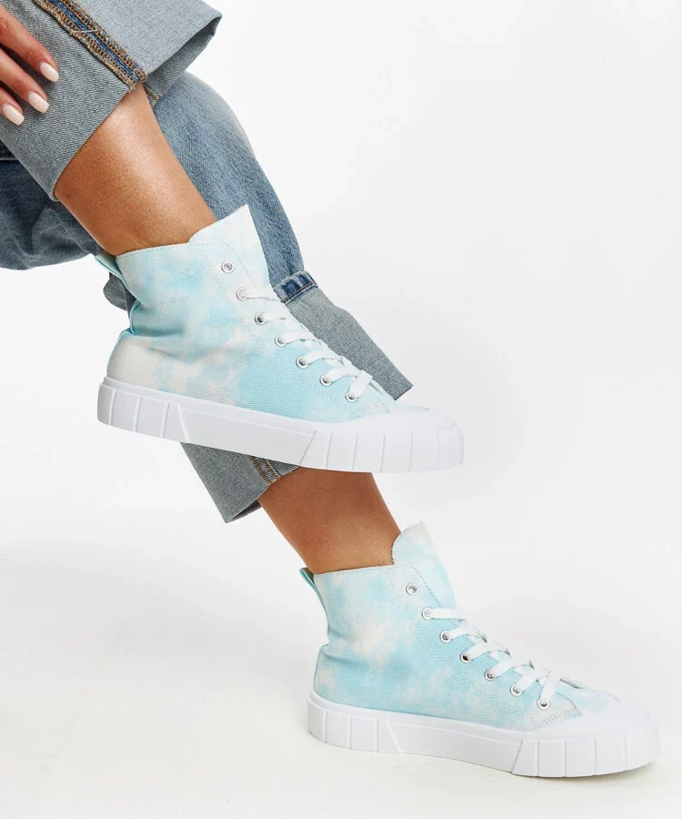 Niebieskie wysokie materiałowe trampki Raissa