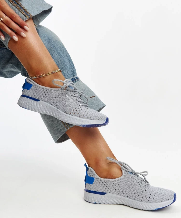 Szare materiałowe sneakersy damskie CROSS JEANS