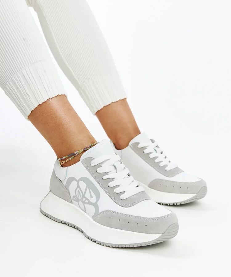 Biało-szare skórzane sneakersy Salimah