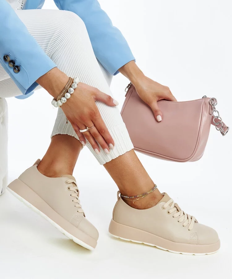 Beżowe trampki skórzane Samaha