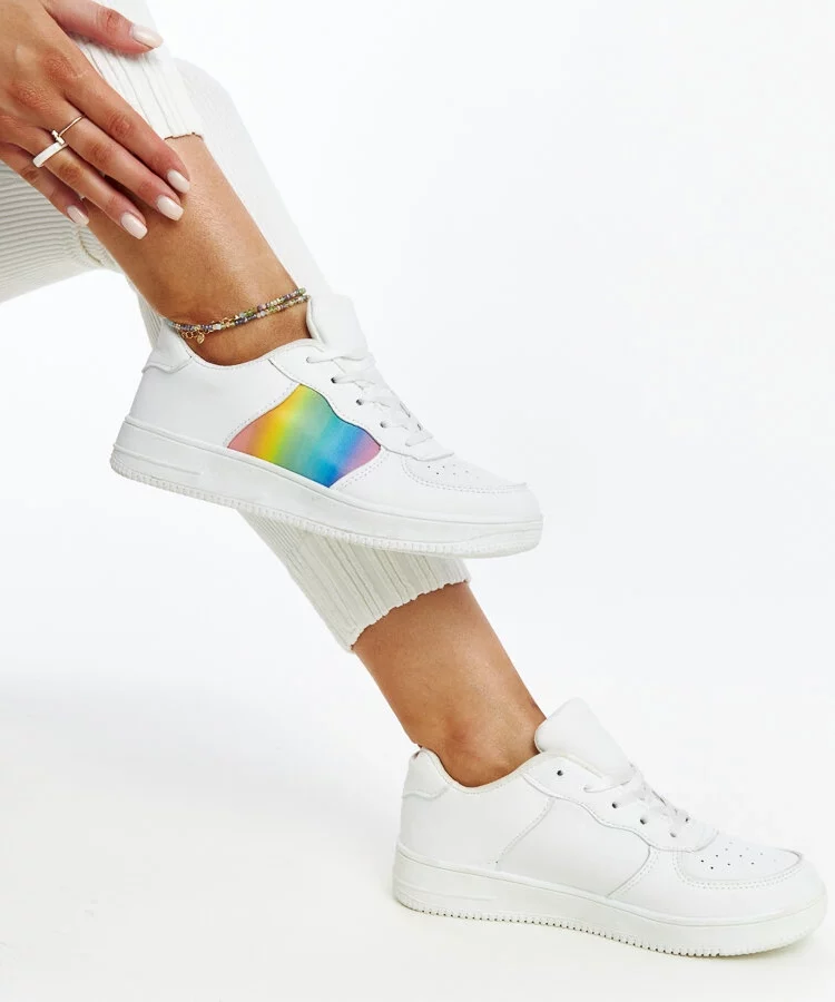 Białe sneakersy z kolorem na platformie Asmarina