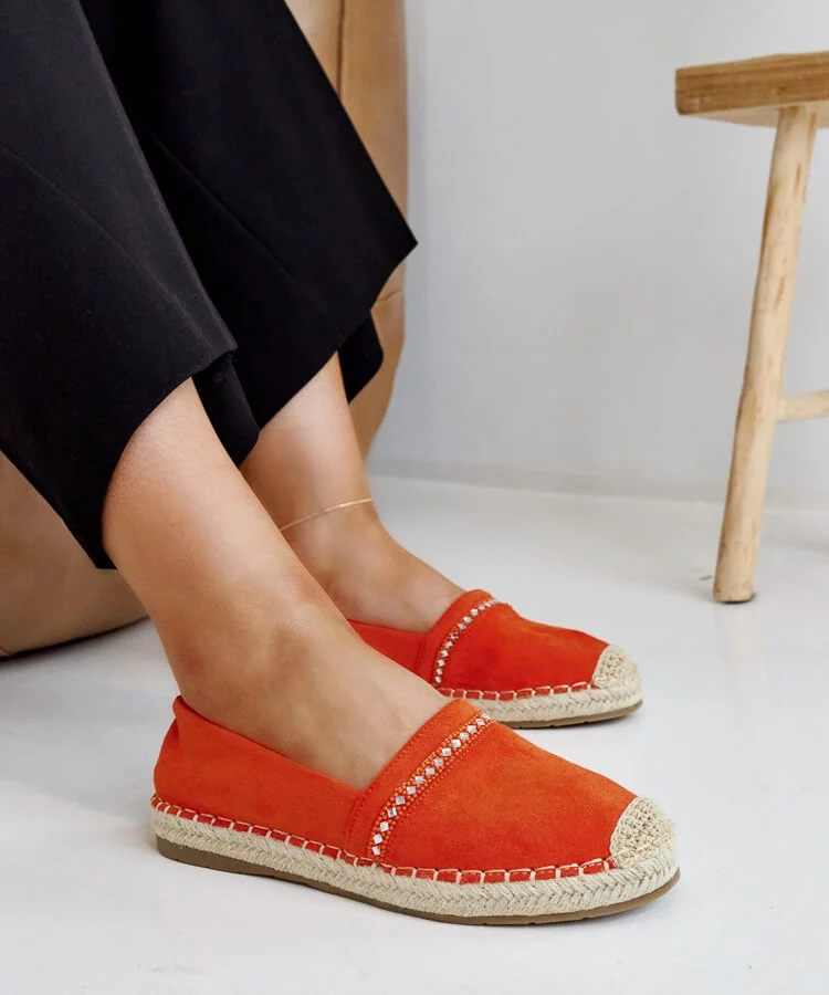 Pomarańczowe espadryle z cyrkoniami Abia
