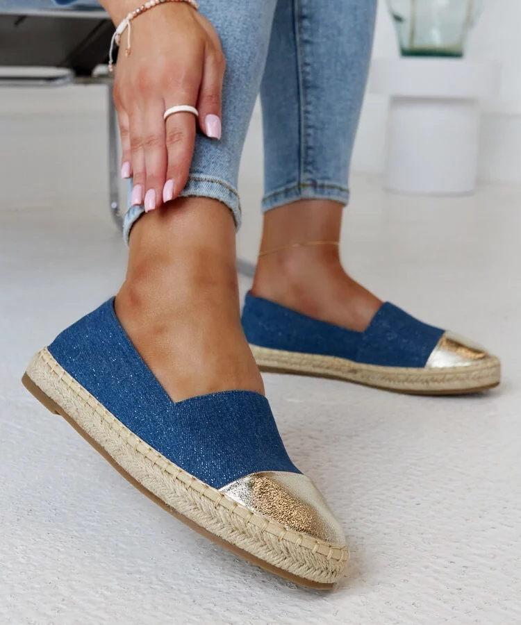 Niebiesko-złote błyszczące espadryle Surana