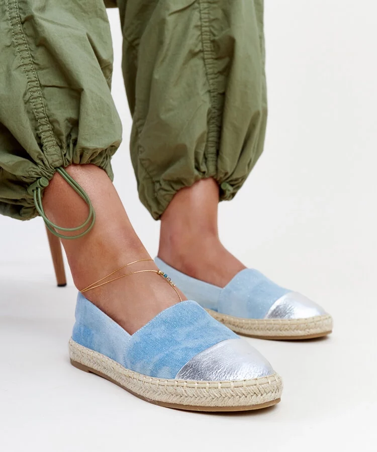 Niebiesko-srebrne błyszczące espadryle Surana