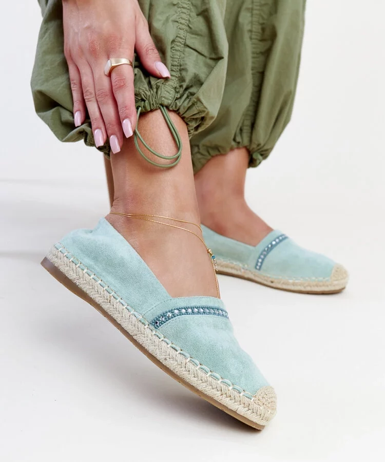 Zielone espadryle z cyrkoniami Abia