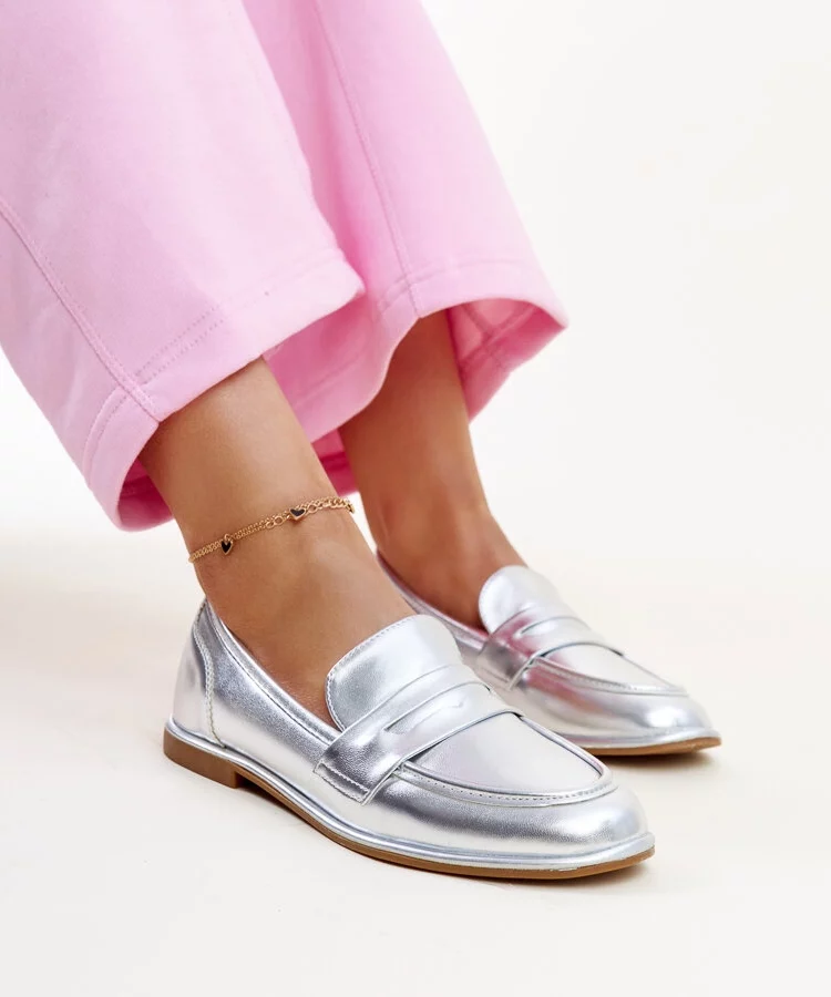 Srebrne klasyczne mokasyny Nasia