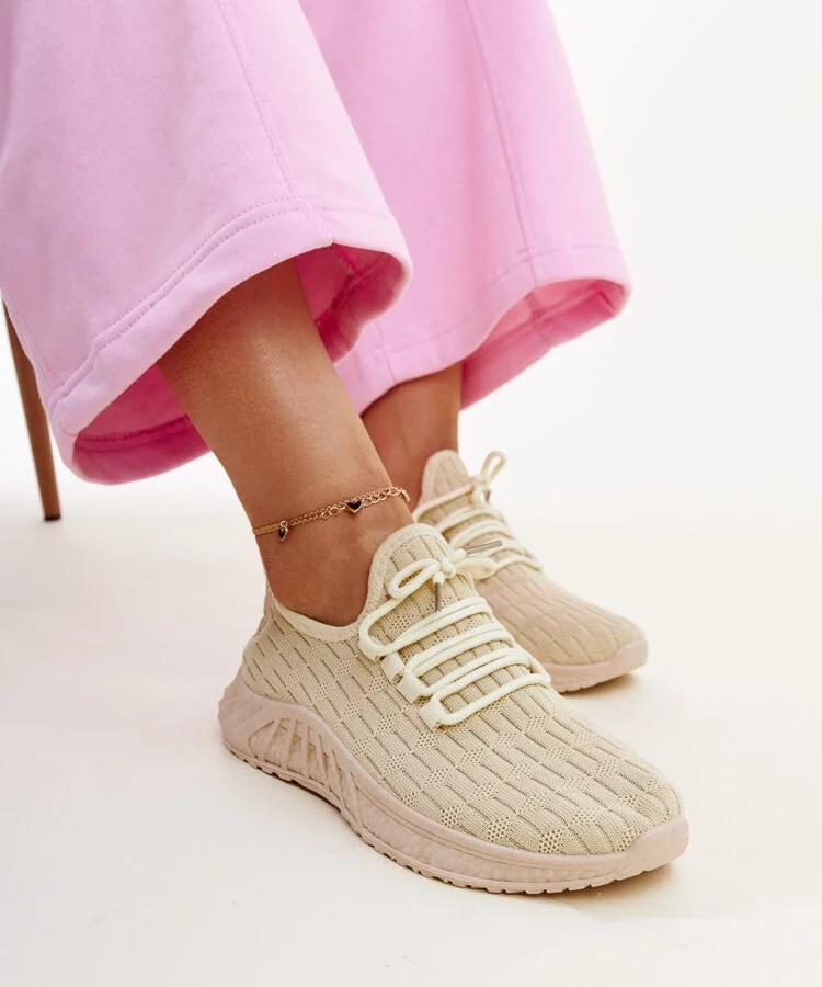 Beżowe materiałowe sneakersy Milena