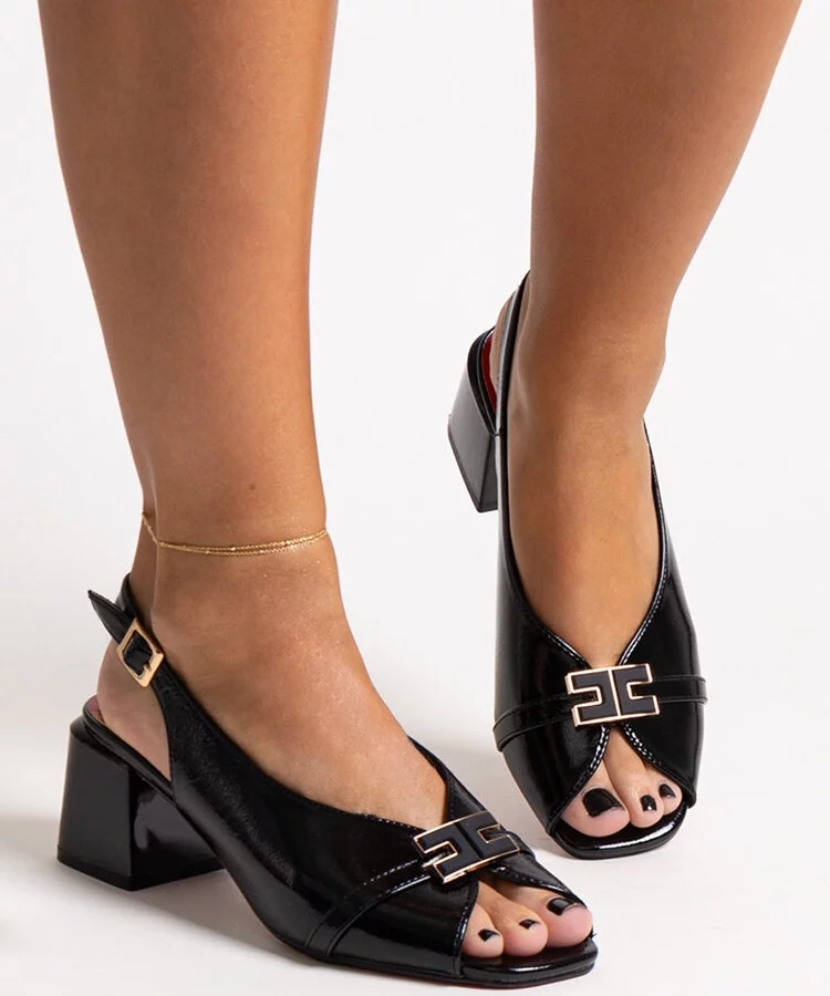 Czarne sandały ze skórzaną wkładką Totana