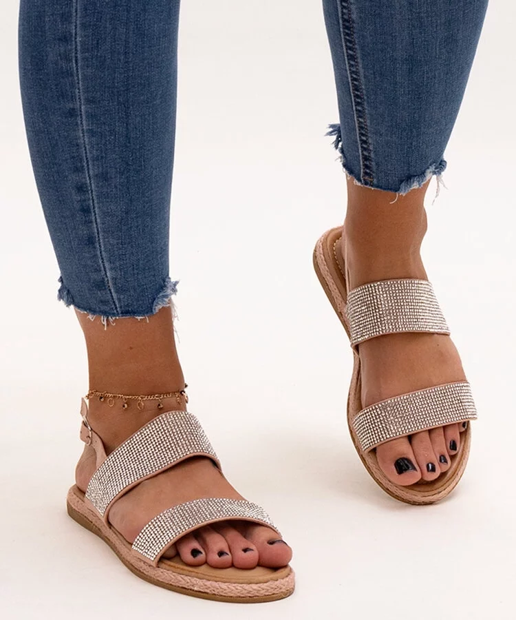 Różowe sandały zdobione cyrkoniami Carvalia