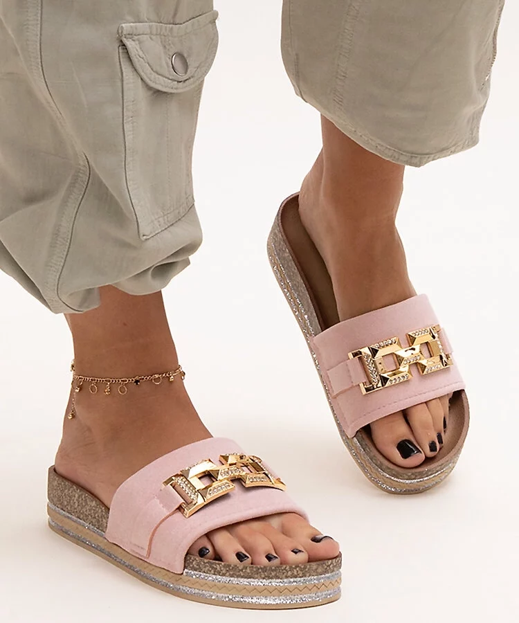 Różowe klapki z błyszczącą klamerką Niamh