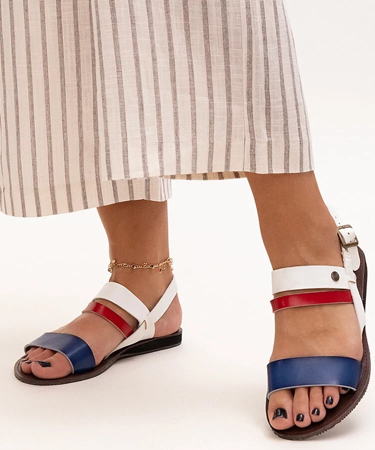 Sandały damskie ze skórzanym środkiem Serrata