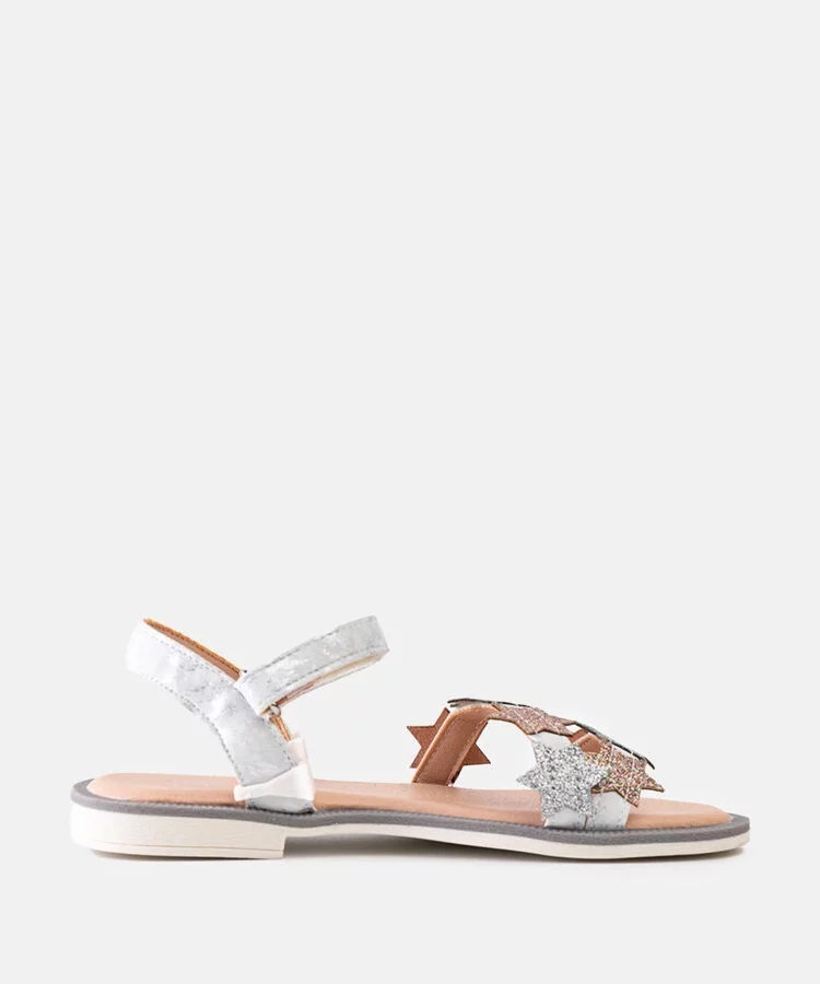 Szare sandałki dziecięce w brokatowe gwiazdki Charisa