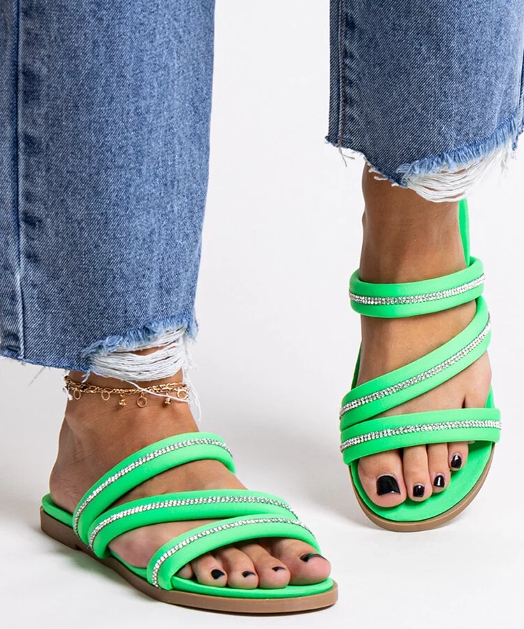 Zielone klapki z cyrkoniami Martinela