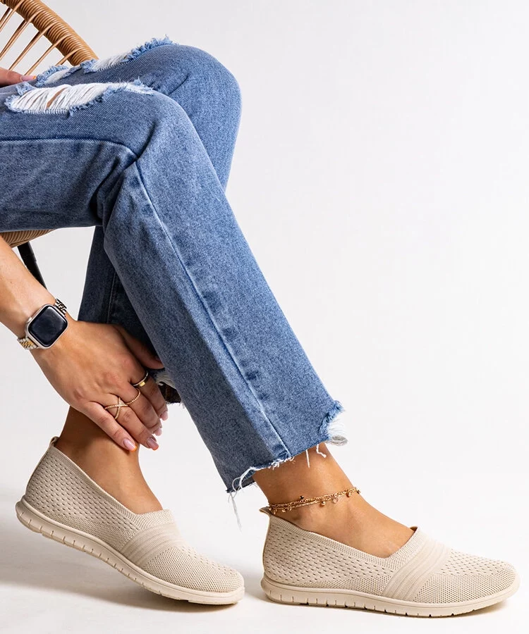 Beżowe wsuwane tenisówki Shalha