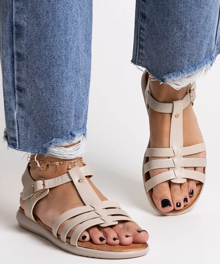 Białe sandały z eco skóry Grimalda