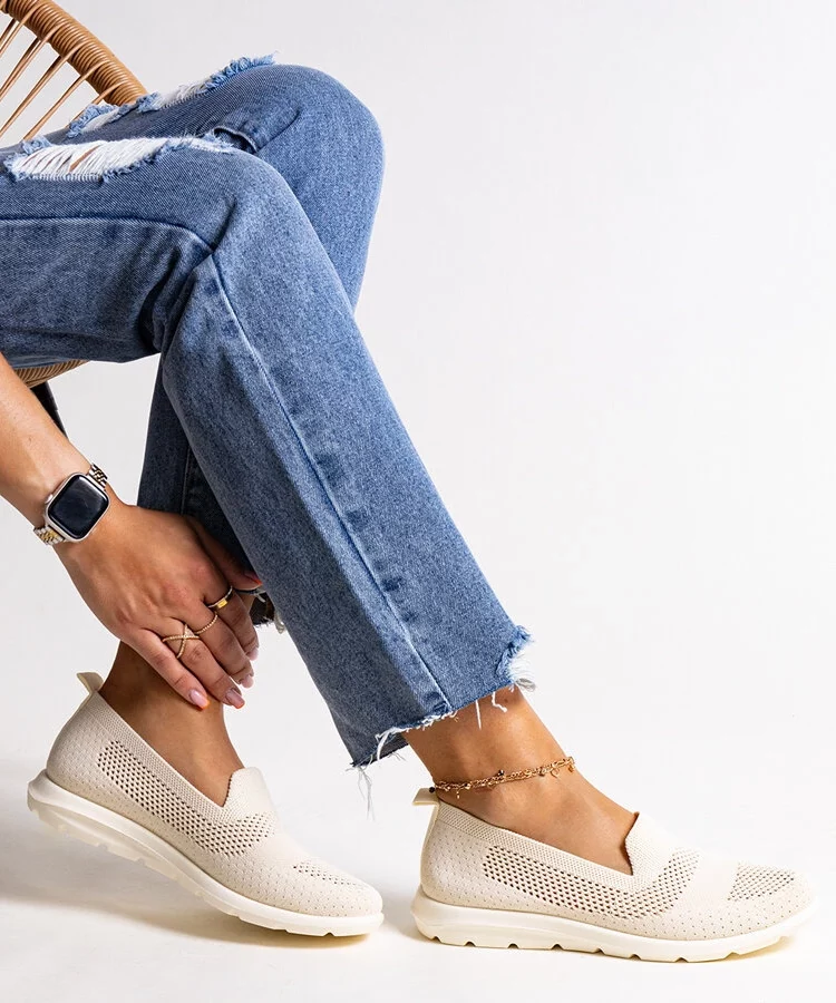 Beżowe tenisówki na piankowej podeszwie Rahima