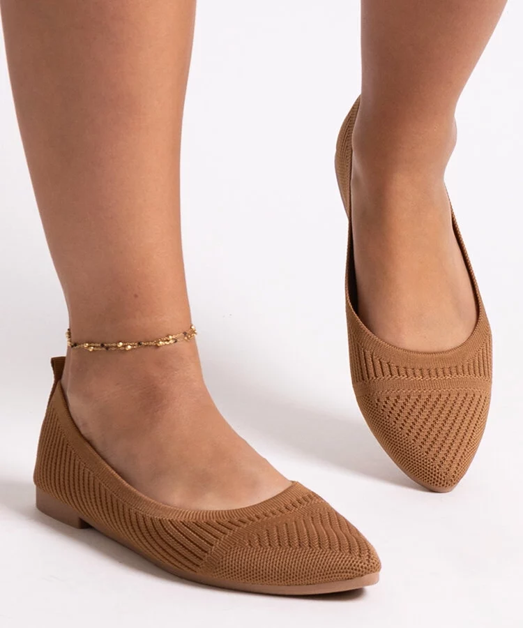 Karmelowe balerinki karmelowe materiałowe Wendana