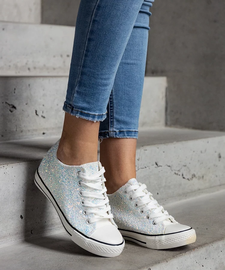 Zielone błyszczące wysokie trampki Jadwa