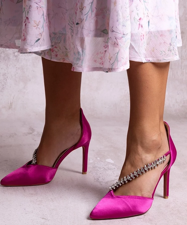 Czółenka na szpilce z ozdobnym paskiem w cekiny Sayida