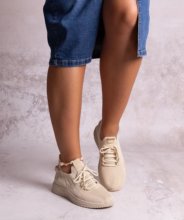 Beżowe sneakersy sportowe Khitam