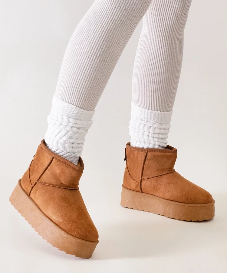 Brązowe casualowe śniegowce na wysokiej platformie Thaisa