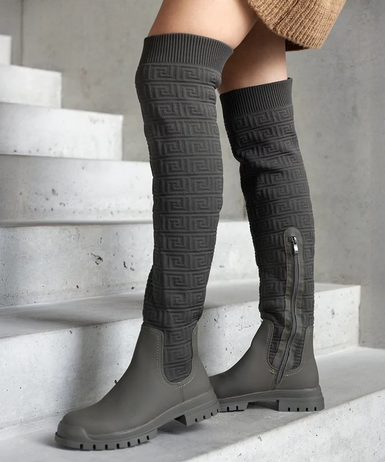 Zielone kozaki materiałowe z matowym wykończeniem Scarlett