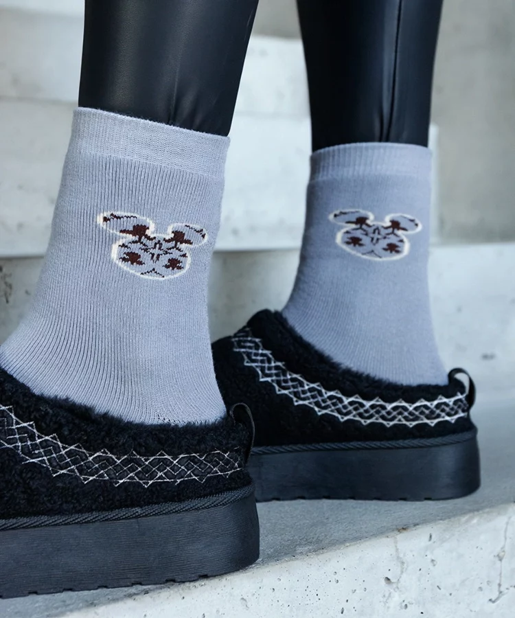 Szare ciepłe skarpetki z myszką Sella